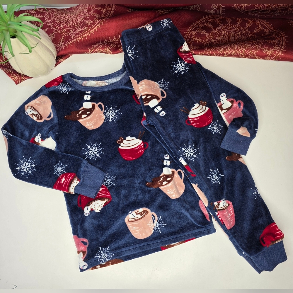 Carter's Pajama Set Blue Hot Cocoa Print 3T